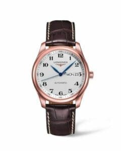 Longines Master Collection 38.5 Day Date Pink Gold / Silver-Arabic / Alligator L2.755.8.78.3