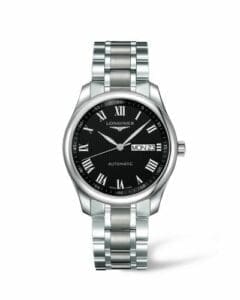 Longines Master Collection 38.5 Day Date Stainless Steel / Black-Roman / Bracelet L2.755.4.51.6
