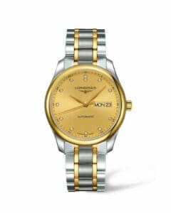 Longines Master Collection 38.5 Day Date Stainless Steel / Champagne-Diamond / Bracelet L2.755.5.37.7