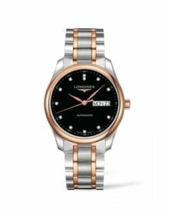 Longines Master Collection 38.5 Day Date Stainless Steel / Pink Gold / Black-Diamond / Bracelet L2.755.5.59.7