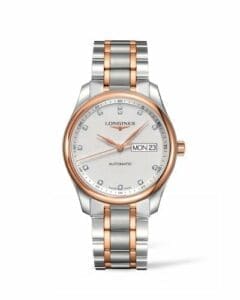 Longines Master Collection 38.5 Day Date Stainless Steel / Pink Gold / Silver-Diamond / Bracelet L2.755.5.97.7