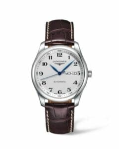 Longines Master Collection 38.5 Day Date Stainless Steel / Silver-Arabic / Alligator L2.755.4.78.3