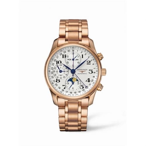Longines Master Collection 40 Chronograph Calendar Pink Gold / Silver / Bracelet L2.673.8.78.6