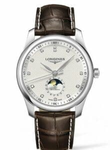 Longines Master Collection 40 Moonphase Stainless Steel / Silver-Diamond / Alligator L2.909.4.77.3