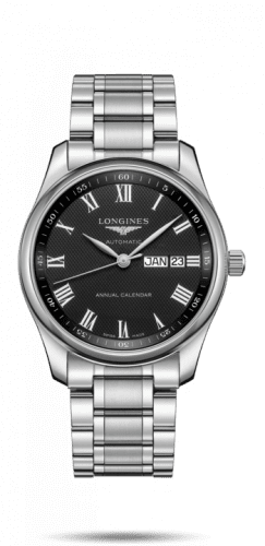 Longines Master Collection 40mm Annual Calendar Stainless Steel / Black-Roman / Bracelet L2.910.4.51.6