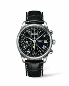 Longines Master Collection 42 Chronograph Calendar Stainless Steel / Black-Roman / Alligator L2.773.4.51.7