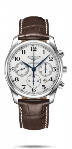 Longines Master Collection 42 Chronograph Stainless Steel / Silver-Arabic / Alligator XL L2.759.4.78.5