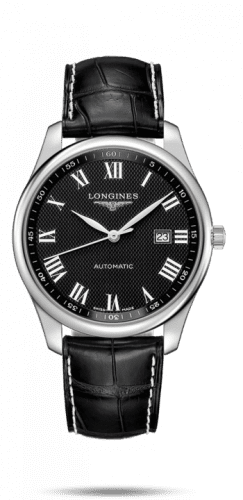Longines Master Collection 42 Date Stainless Steel / Black-Roman / Alligator XL L2.893.4.51.8