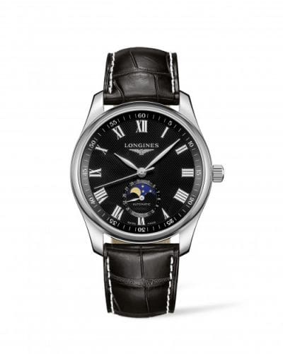 Longines Master Collection 42 Moonphase Stainless Steel / Black-Roman / Alligator XL L2.919.4.51.8