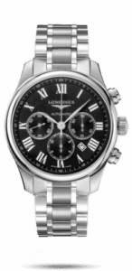 Longines Master Collection 44 Chronograph Stainless Steel / Black-Roman / Bracelet L2.859.4.51.6
