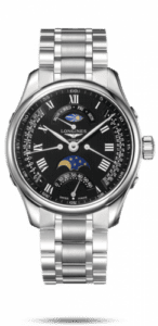 Longines Master Collection 44 Retrograde Moonphase Stainless Steel / Black-Roman / Bracelet L2.739.4.51.6