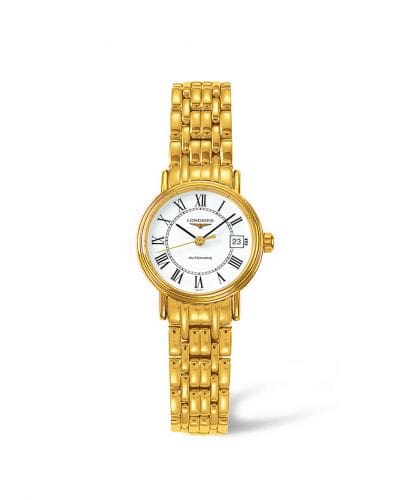 Longines Presence 25.5 Automatic PVD Gold / White / Roman / Bracelet L4.321.2.11.8