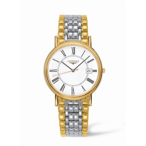 Longines Presence 38.5 Quartz PVD Gold / White - Roman / Bracelet L4.790.2.11.7