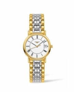 Longines Presence Quartz 30mm PVD Gold / White - Roman / Bracelet L4.320.2.11.7