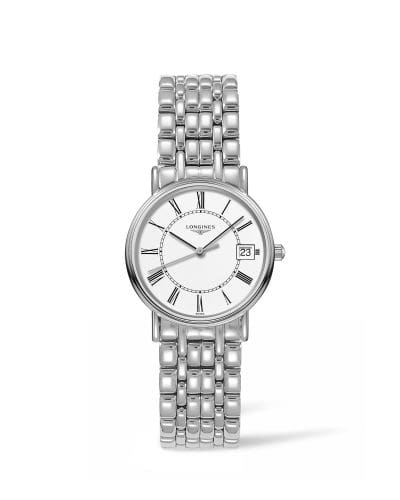 Longines Presence Quartz 30mm Stainless Steel / White - Roman / Bracelet L4.320.4.11.6