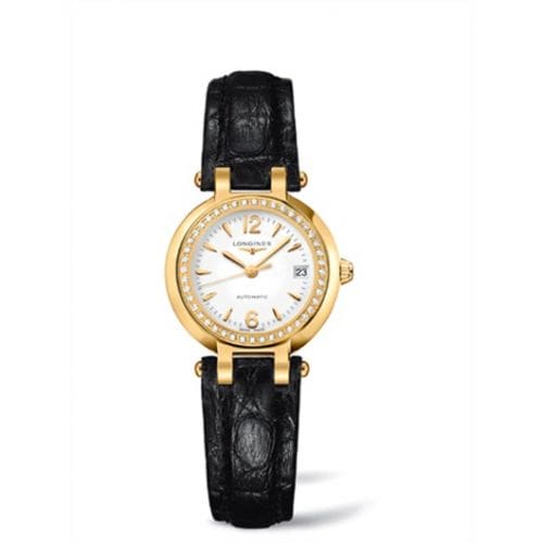 Longines PrimaLuna Automatic 26.5 Yellow Gold Diamond Leather Arabic L8.111.7.16.2