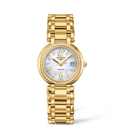 Longines PrimaLuna Automatic 30 Yellow Gold Diamond Funky MOP L8.113.7.83.6