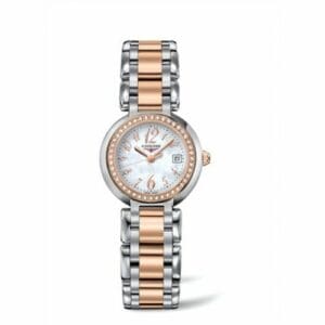 Longines PrimaLuna Quartz 26.5 Stainless Steel / Pink Gold / Diamond / MOP - Arabic / Bracelet L8.110.5.88.6