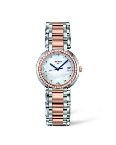 Longines PrimaLuna Quartz 30 Stainless Steel / Pink Gold / Diamond / MOP / Bracelet L8.112.5.89.6