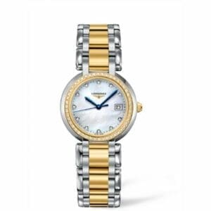 Longines PrimaLuna Quartz 30 Stainless Steel / Yellow Gold / Diamond / MOP / Bracelet L8.112.5.97.6