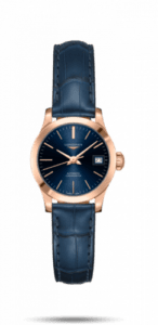 Longines Record 26mm Stainless Pink Gold / Blue / Alligator L2.320.8.92.2