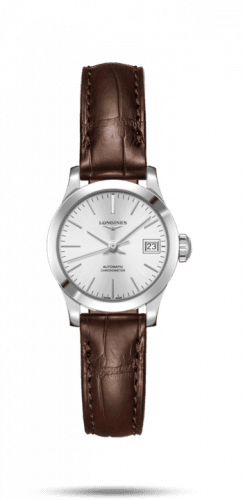 Longines Record 26mm Stainless Steel / Silver / Alligator L2.320.4.72.2