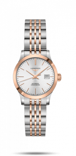 Longines Record 30mm Stainless Steel / Pink Gold / Silver / Bracelet L2.321.5.72.7