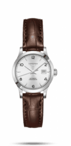 Longines Record 30mm Stainless Steel / Silver-Arabic / Alligator L2.321.4.76.2