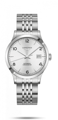 Longines Record 38.5mm Stainless Steel / Silver-Arabic / Bracelet L2.820.4.76.6