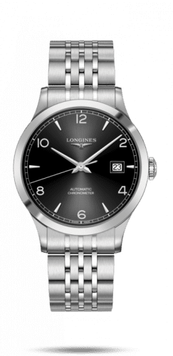 Longines Record 40mm Stainless Steel / Black-Arabic / Bracelet L2.821.4.56.6