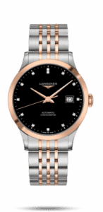 Longines Record 40mm Stainless Steel / Pink Gold / Black-Diamond / Bracelet L2.821.5.57.7