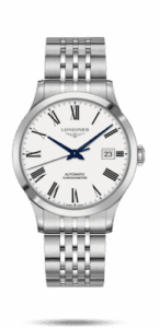 Longines Record 40mm Stainless Steel / White-Roman / Bracelet L2.821.4.11.6