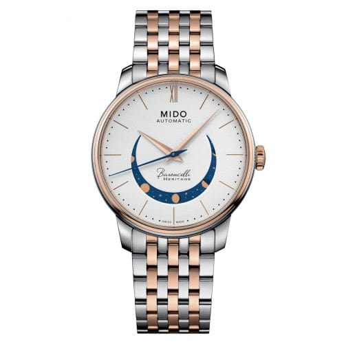 Mido Baroncelli Heritage Smiling Moon 39 Stainless Steel - Rose Gold / White M027.407.22.010.01