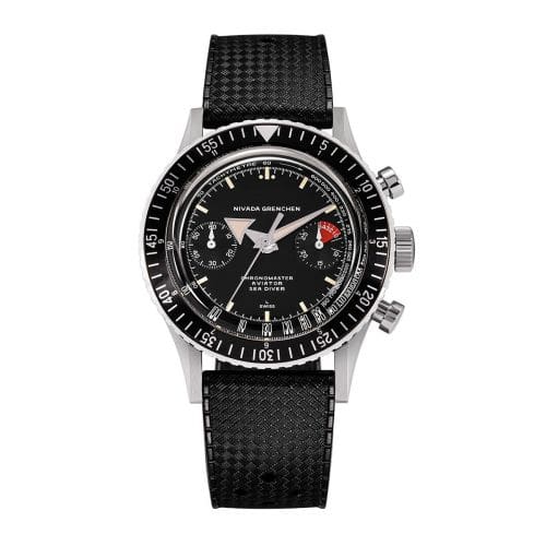 Nivada Grenchen Chronomaster Aviator Sea Diver Manual Stainless Steel / Black / Rubber Tropic 86007M-RUBT