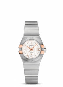 Omega Constellation Co-Axial 27 Brushed Stainless Steel / Red Gold Claws / MOP 123.20.27.20.55.004