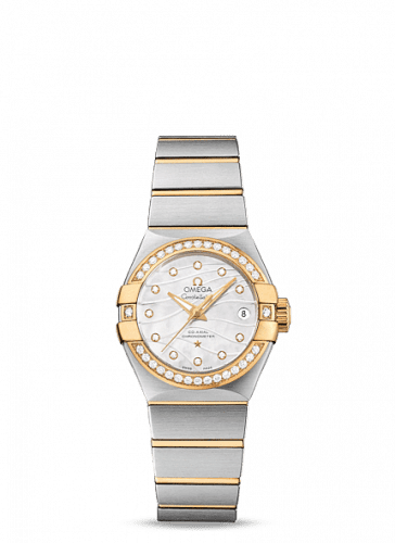 Omega Constellation Co-Axial 27 Brushed Stainless Steel / Yellow Gold / Diamond / Wavy MOP 123.25.27.20.55.004
