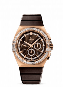 Omega Constellation Co-Axial 41 Chronograph Double Eagle Red Gold / Baguette / Brown / Rubber 121.57.41.50.13.001