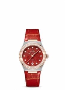 Omega Constellation Manhattan 29 Co-Axial Master Chronometer Stainless Steel / Sedna Gold / Diamond / Red Aventurine 131.28.29.20.99.002