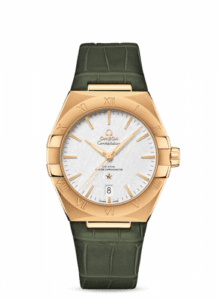 Omega Constellation Master Chronometer 39 Yellow Gold / Silver / Alligator 131.53.39.20.02.002