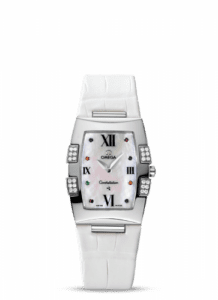 Omega Constellation Quadrella Quartz 25 Stainless Steel / MOP / White Alligator 1886.79.36