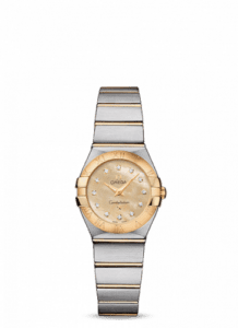 Omega Constellation Quartz 24 Brushed Stainless Steel / Yellow Gold / Champagne MOP 123.20.24.60.57.001