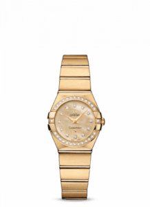 Omega Constellation Quartz 24 Brushed Yellow Gold / Diamond / Champagne MOP 123.55.24.60.57.001