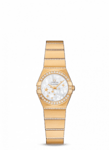Omega Constellation Quartz 24 Brushed Yellow Gold / Diamond / MOP 123.55.24.60.05.002
