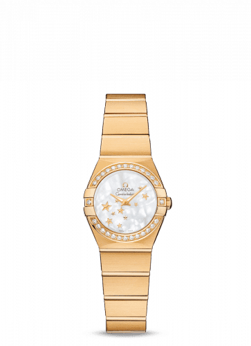 Omega Constellation Quartz 24 Brushed Yellow Gold / Diamond / MOP Stars 123.55.24.60.05.001