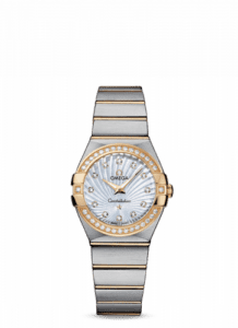 Omega Constellation Quartz 27 Brushed Stainless Steel / Yellow Gold / Diamond / MOP Supernova 123.25.27.60.55.004