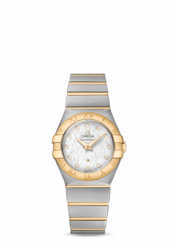 Omega Constellation Quartz 27 Brushed Stainless Steel / Yellow Gold / Silver Silk 123.20.27.60.52.001