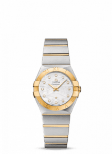 Omega Constellation Quartz 27 Brushed Stainless Steel / Yellow Gold / Wavy MOP 123.20.27.60.55.005