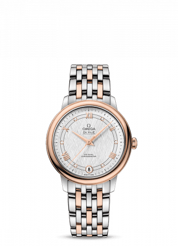 Omega De Ville Prestige Co-Axial 32.7 Stainless Steel / Red Gold / Vintage Silk Silver / Bracelet 424.20.33.20.52.002