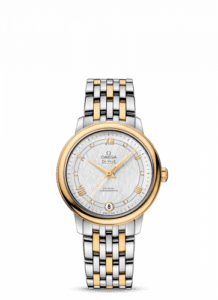 Omega De Ville Prestige Co-Axial 32.7 Stainless Steel / Yellow Gold / Vintage Silver Silk / Bracelet 424.20.33.20.52.001