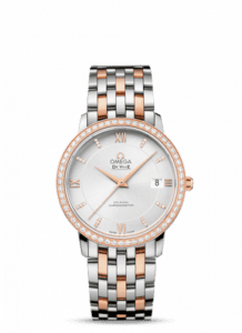 Omega De Ville Prestige Co-Axial 36.8 Stainless Steel / Red Gold / Silver / Diamond / Bracelet 424.25.37.20.52.001